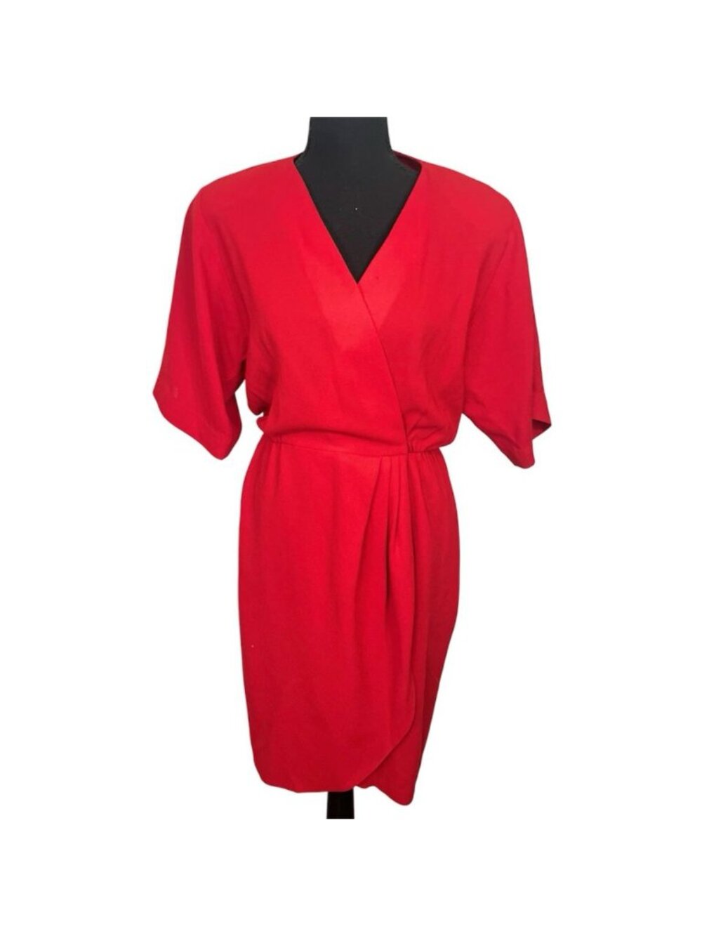 Vintage 80s Nipon Boutique Neiman Marcus Red Triacetate Dress Sz 4 Korea